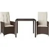 vidaXL Ensemble de bistro 3 pcs avec coussins marron résine tressée