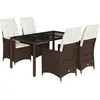 vidaXL Ensemble à manger de jardin 5 pcs et coussins marron poly rotin