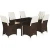 vidaXL Ensemble à manger de jardin et coussins 7 pcs marron rotin