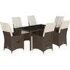 vidaXL Ensemble à manger de jardin et coussins 7 pcs marron rotin