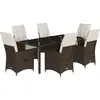 vidaXL Ensemble à manger de jardin et coussins 7 pcs marron rotin