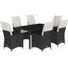 vidaXL Ensemble à manger de jardin coussins 7pcs Noir Résine tressée