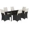 vidaXL Ensemble à manger de jardin coussins 7pcs Noir Résine tressée