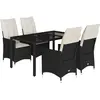 vidaXL Ensemble à manger de jardin coussins 5pcs Noir Résine tressée
