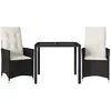 vidaXL Ensemble de bistro 3 pcs avec coussins noir résine tressée