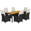 vidaXL Ensemble à manger de jardin coussins 7pcs Noir Résine tressée