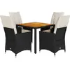 vidaXL Ensemble à manger de jardin coussins 5pcs Noir Résine tressée