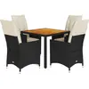 vidaXL Ensemble à manger de jardin coussins 5pcs noir résine tressée