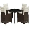 vidaXL Ensemble de bistro de jardin 5 pcs coussins marron poly rotin