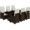 vidaXL Ensemble de bistro de jardin 7 pcs coussins marron poly rotin