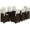 vidaXL Ensemble de bistro de jardin 9 pcs coussins marron poly rotin