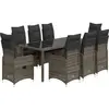 vidaXL Ensemble de bistro de jardin 9 pcs coussins gris poly rotin