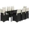 vidaXL Ensemble de bistro de jardin 9 pcs coussins noir poly rotin