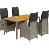 vidaXL Ensemble de bistro de jardin 5 pcs coussins gris poly rotin