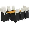 vidaXL Ensemble de bistro de jardin 9 pcs coussins noir poly rotin