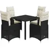 vidaXL Ensemble de bistro de jardin 5 pcs coussins noir poly rotin