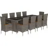 vidaXL Ensemble à manger de jardin 11pcs avec coussins gris poly rotin