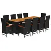 vidaXL Ensemble à manger de jardin 11 pcs coussins noir résine tressée