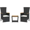 vidaXL Ensemble à manger de jardin avec coussins 3 pcs Noir