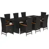 vidaXL Ensemble à manger de jardin 9pcs coussins noir résine tressée