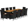 vidaXL Ensemble à manger de jardin 11 pcs coussins noir résine tressée