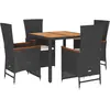 vidaXL Ensemble à manger de jardin coussins 5pcs Noir Résine tressée