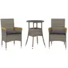 vidaXL Ensemble à manger de jardin et coussins 3 pcs gris rotin verre
