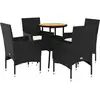 vidaXL Ensemble à manger de jardin et coussins 5 pcs noir rotin acacia