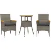 vidaXL Ensemble à manger de jardin et coussins 3 pcs gris rotin acacia