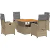 vidaXL Ensemble à manger de jardin avec coussins 5pcs Beige poly rotin