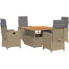 vidaXL Ensemble à manger de jardin avec coussins 5pcs Beige poly rotin