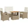 vidaXL Ensemble à manger de jardin coussins 4 pcs beige résine tressée