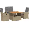 vidaXL Ensemble à manger de jardin coussins 4 pcs beige résine tressée