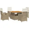 vidaXL Ensemble à manger de jardin avec coussins 5pcs Beige poly rotin