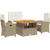 vidaXL Ensemble à manger de jardin coussins 4 pcs beige résine tressée