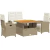 vidaXL Ensemble à manger de jardin coussins 4 pcs beige résine tressée