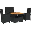vidaXL Ensemble à manger de jardin 4 pcs avec coussins noir