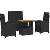vidaXL Ensemble à manger de jardin 4 pcs avec coussins noir