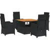 vidaXL Ensemble à manger de jardin coussins 5pcs Noir Résine tressée