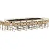 vidaXL Ensemble à manger de jardin et coussins 17 pcs beige