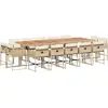 vidaXL Ensemble à manger de jardin et coussins 15 pcs beige