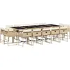 vidaXL Ensemble à manger de jardin et coussins 15 pcs beige
