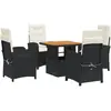 vidaXL Ensemble à manger de jardin coussins 5pcs Noir Résine tressée
