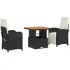 vidaXL Ensemble à manger de jardin avec coussins 3 pcs Noir