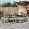 vidaXL Ensemble à manger de jardin et coussins 13 pcs gris clair rotin