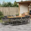 vidaXL Ensemble à manger de jardin coussins 13 pcs gris résine tressée