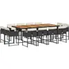 vidaXL Ensemble à manger de jardin 13 pcs coussins noir résine tressée