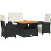 vidaXL Ensemble à manger de jardin 4 pcs avec coussins noir