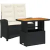 vidaXL Ensemble à manger de jardin coussins 2pcs noir résine tressée