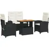 vidaXL Ensemble à manger de jardin 4 pcs avec coussins noir